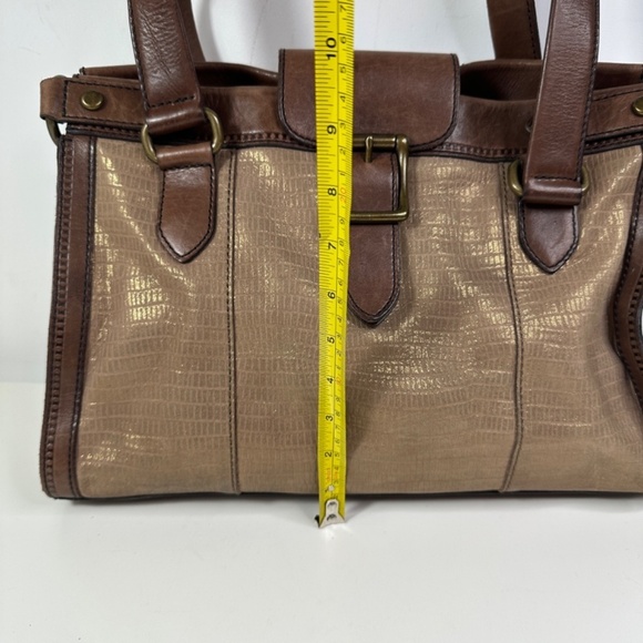 Fossil Vintage Reissue Revival Brown Metallic Leather Shoulder Bag Tote - Picture 12 of 16